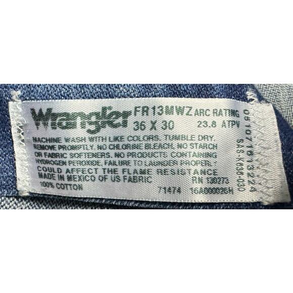 Wrangler FR 13 Original Men's Straight Leg Blue Denim Jeans - Size 36x29.5 - Picture 8 of 8